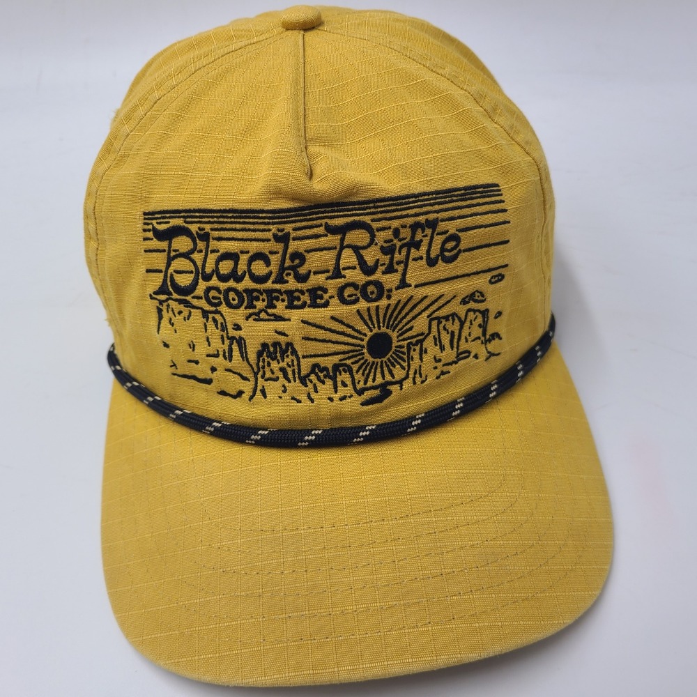 Black Rifle Coffee Company Hat Snapback Yellow Black Ripstop Rope Mountains Hike
